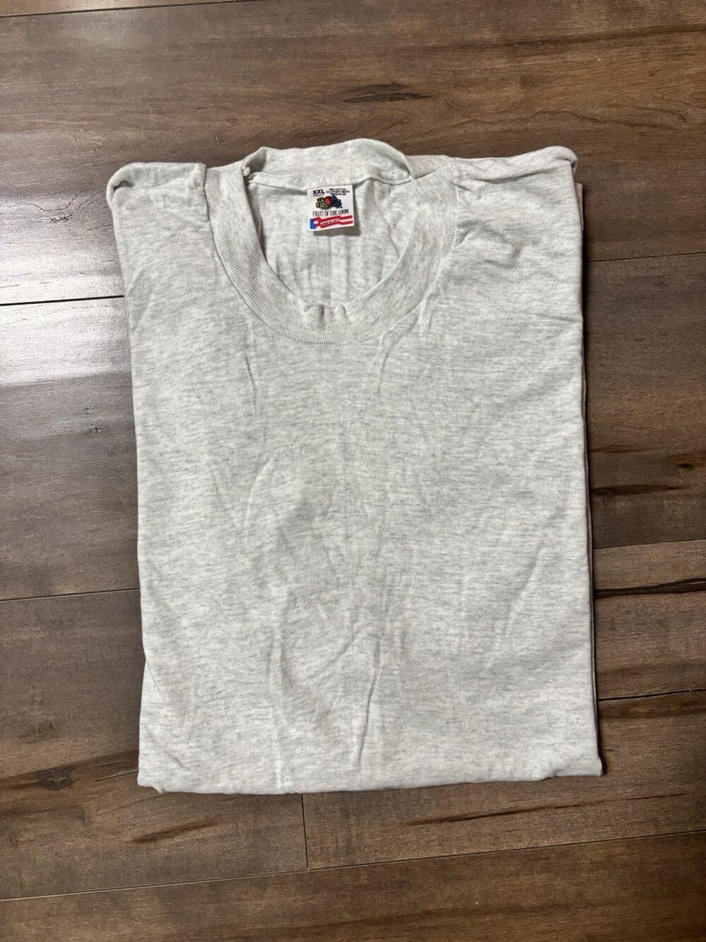 Vintage 90s Blank Gray Fruit of the Loom T-Shirt Size 2XL Single Stitch